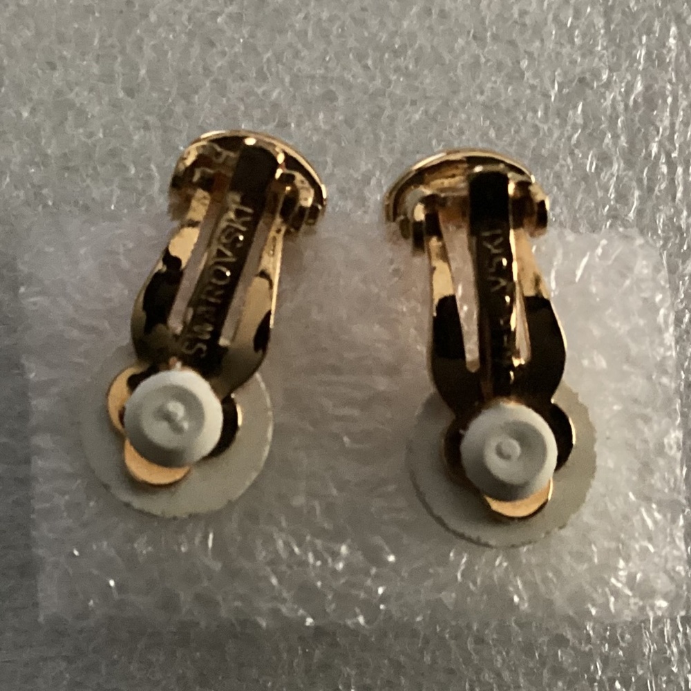 Swarovski Vintage Gold-tone Half Hoop Clip On Earrings - Picture 11 of 14